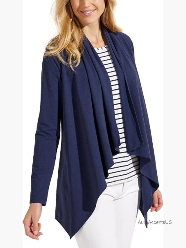 Upf 50+ Sun Wrap Shawl Collar Long Sleeve Cardigan